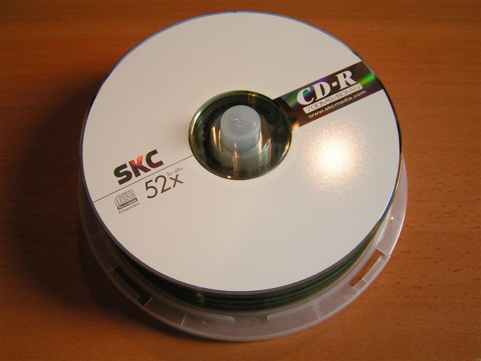 A spindle of blank CD-Rs